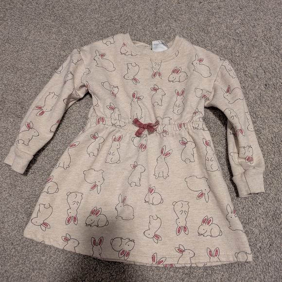 3 For $12 Koala Kids Cream Bunny Print Dress - Picture 2 of 4